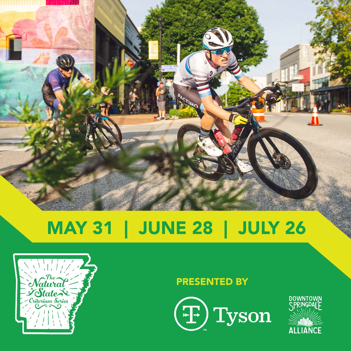 SpringdaleAP's tweet image. Don't miss the Natural State Criterium races taking place in Downtown Springdale! This series of races will be held on 3 different dates, May 31st, June 28th, and July 26th, and the races will start at 4:30 p.m. on Emma Ave.
After, visit downtown restaurants for food and drinks!