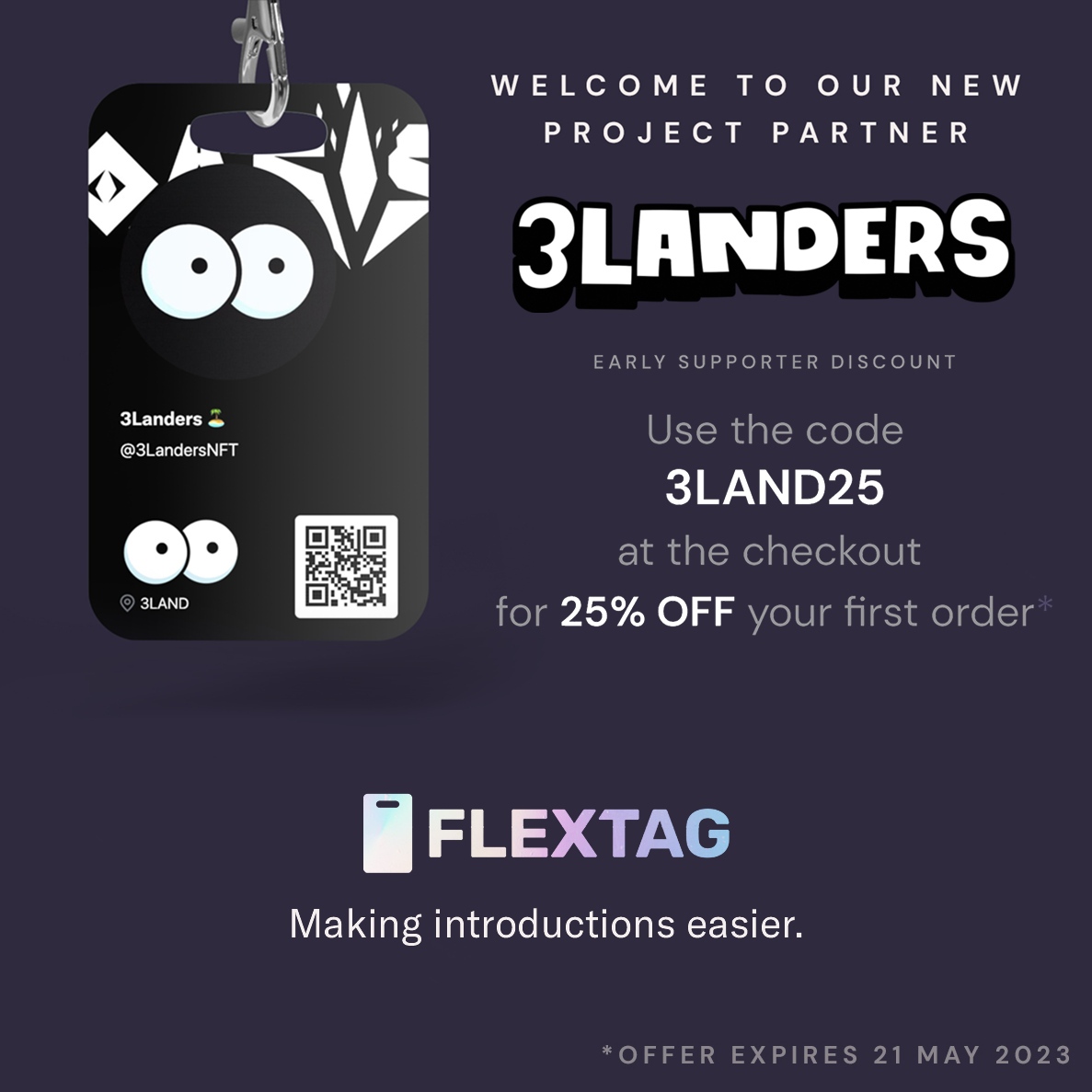 We’re thrilled to be partnering with <a href="/flextag/">Flextag</a>! For our Dreamers that enjoy connecting, FlexTag can make sharing your Twitter at events easier than ever! It’s the perfect way to streamline your next gathering and make it even more memorable! 

Don't miss 25%! Ends May 21 
#3L4L