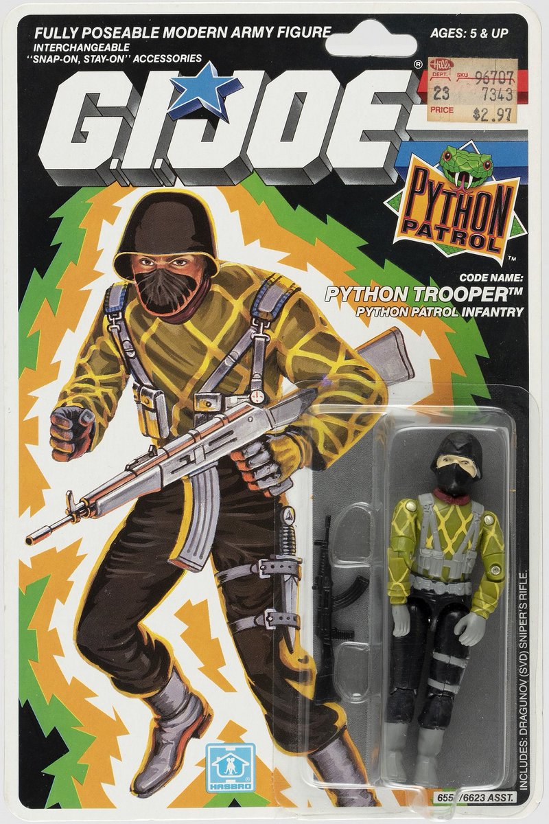 HakesAuctions's tweet photo. Today's the last day to bid on the selection of carded @GIJoeOfficial #actionfigures at @HakesAuctions, like this #PythonPatrol #CobraTrooper! Bidding ends tonight! 🐍 https://t.co/6JznI57sW2
#Hasbro #GIJoe #Cobra #collector #80sToys #GIJoeToys #GIJoeCollector #GIJoeFans #YoJoe https://t.co/opHsWUL5uh
