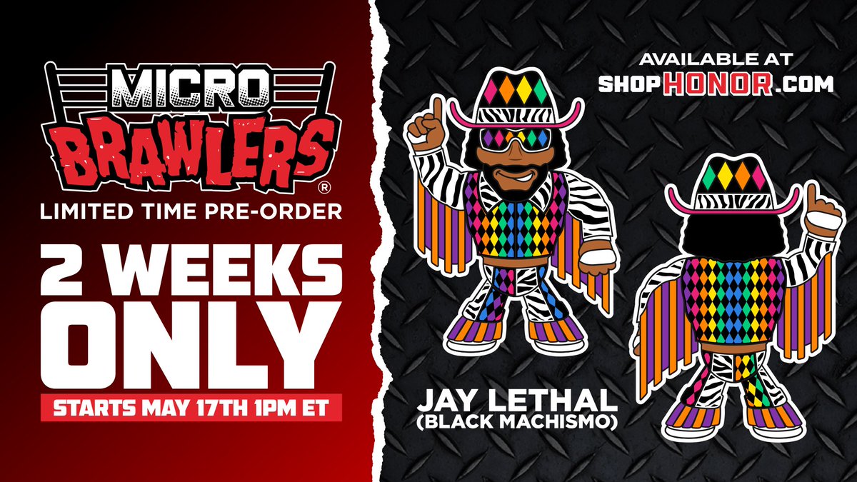ringofhonor's tweet image. The 2 week pre-order window has begun for @TheLethalJay’s Black Machismo #ROH Micro Brawlers! You only have until May 31st to pre-order yours at ShopHonor.com!
#jaylethal #ringofhonor #shophonor