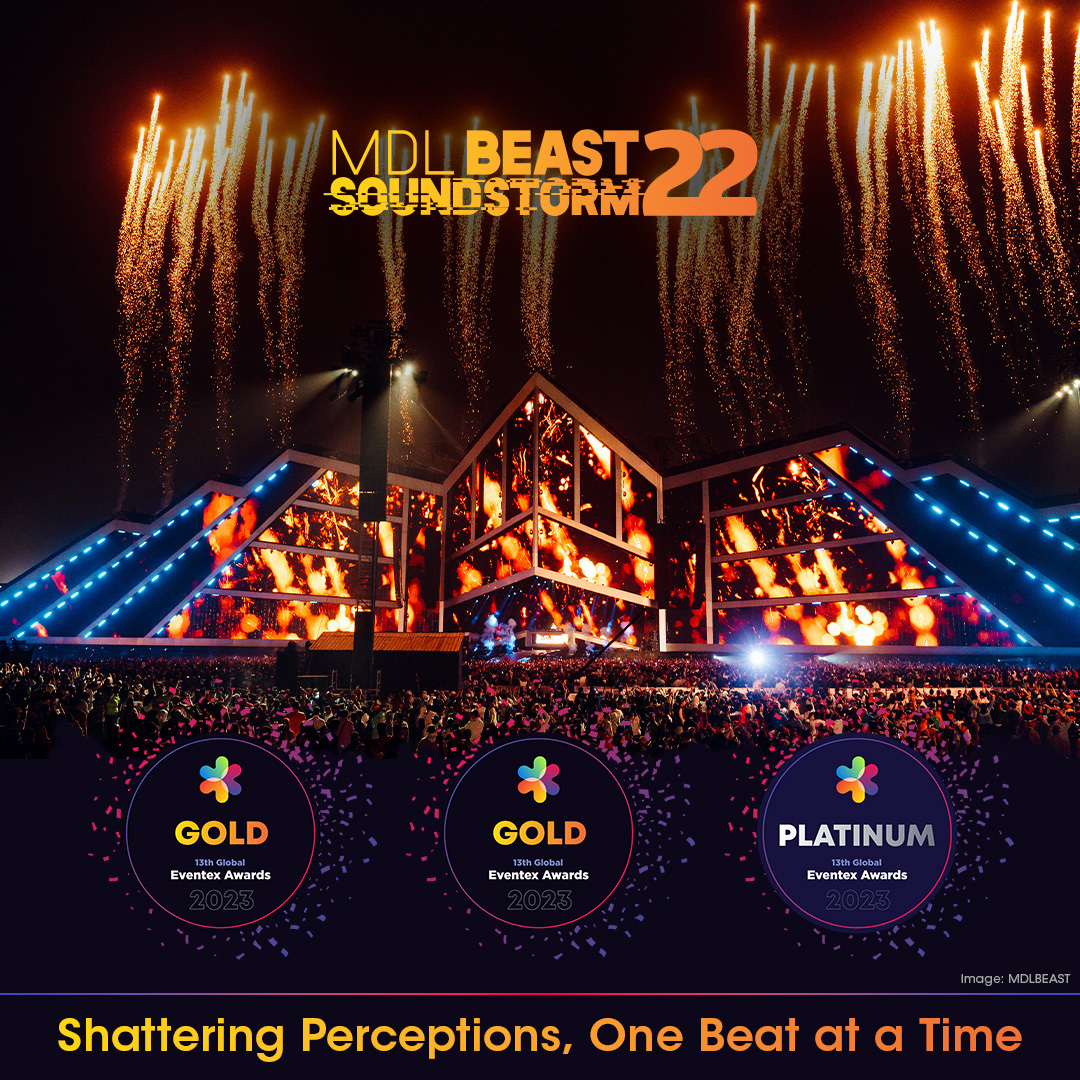 productionglue's tweet photo. Two iconic events. Five elite awards. Shout out to @MDLBEAST Soundstorm and Balad Beast, winners of the prestigious Eventex Awards.
Soundstorm:
Platinum- Best Entertainment Event
Gold- Best Festival
Gold- Best Brand Activation
#AdvancingPossible #MomentsThatMovePeople https://t.co/Yfkkku76vK