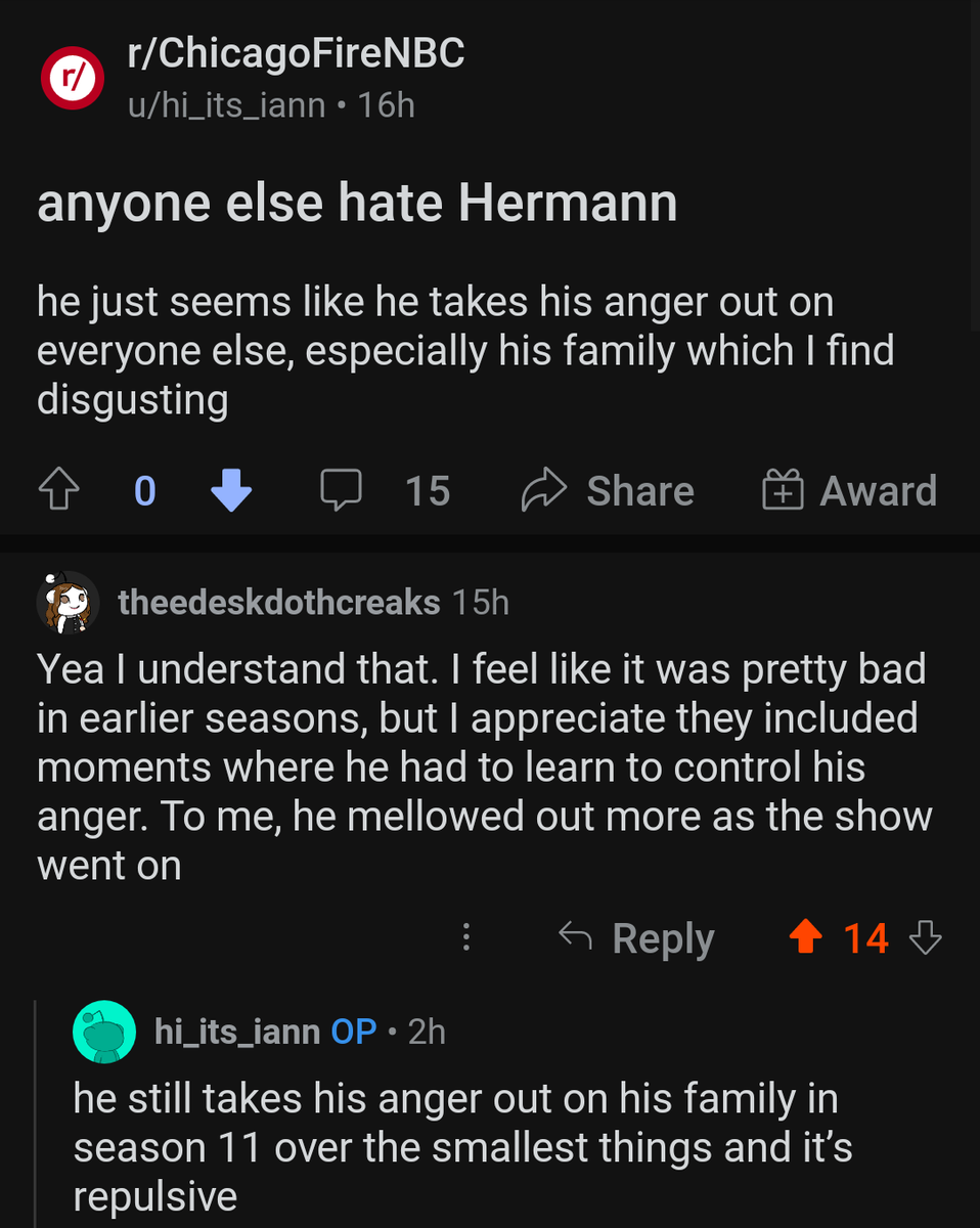 Why are they hating on my man Herrman... He is the heart and soul of the firehouse. I love Herrmann.