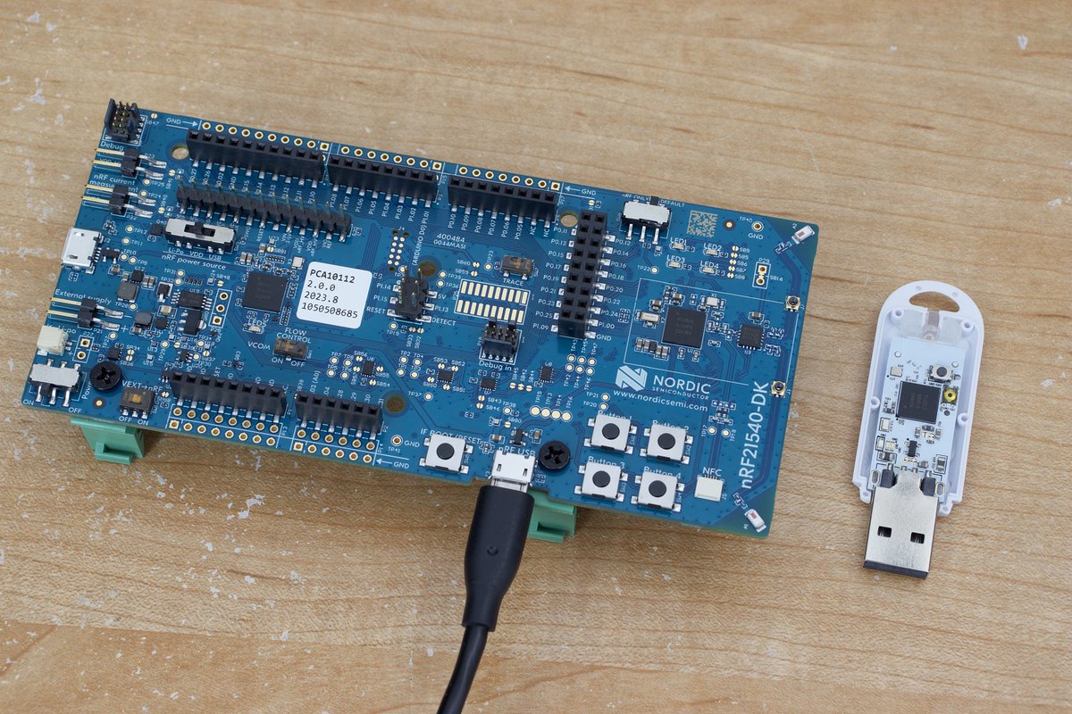 FrancoisGervai2's tweet image. I just changed my Thread transmitter from a dongle with a pcb antenna to a nrf52840 + nrf21540 combo.
I went from -75db for one of the client to -50. Should fix the spurious disconnect issue I had. 🥳
@NordicTweets #openthread