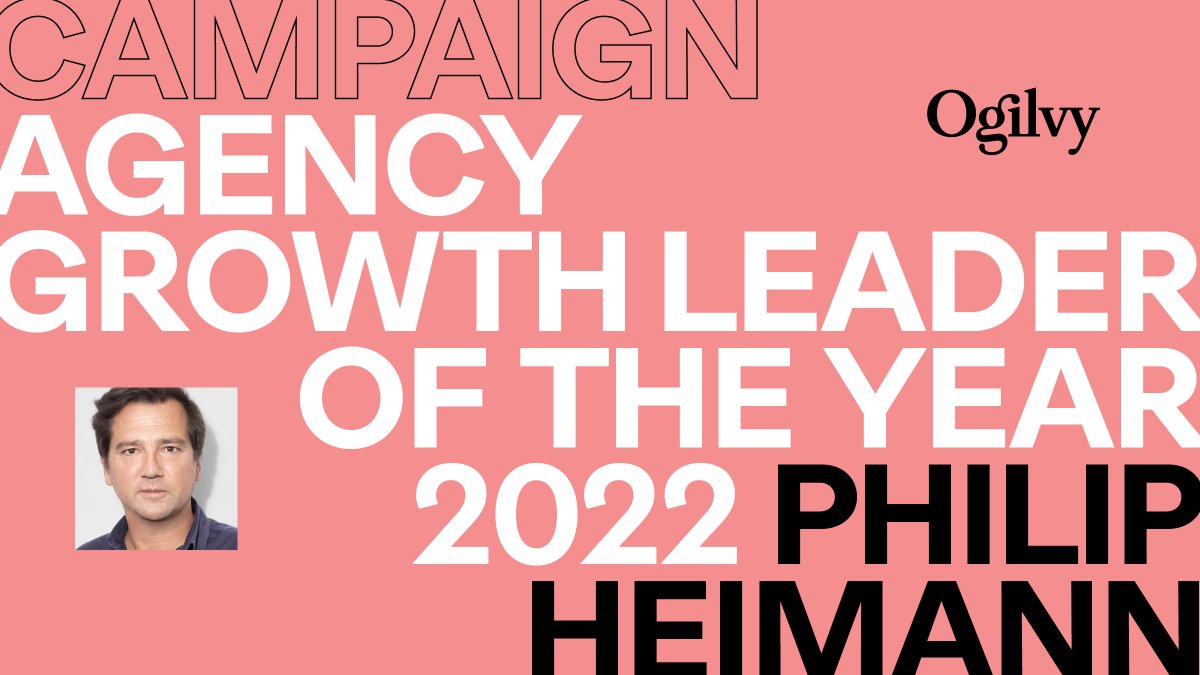 Ogilvy's tweet photo. Incredibly proud to have Philip Heimann (@HeimannP) our Global Chief Marketing &amp; Growth Officer recognized by @campaignmag as The Agency Growth Leader of the Year! Congratulations Philip! https://t.co/8FuaMJDN1m https://t.co/K3HOypNZeN