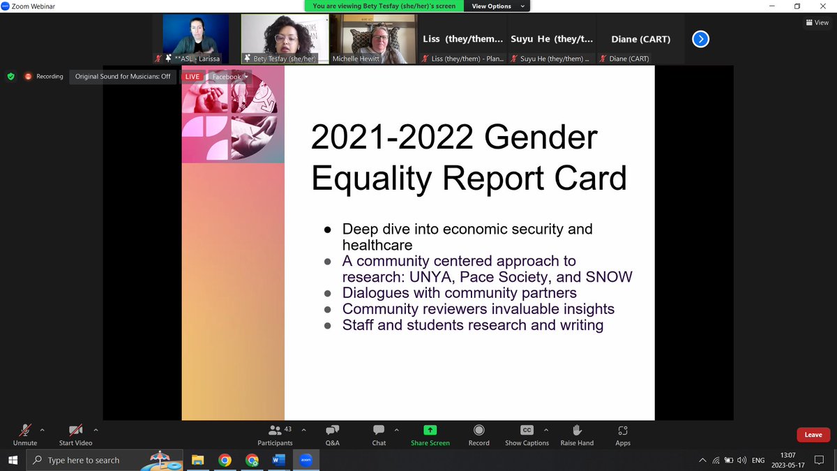Disability_WP's tweet image. Happening now! Featuring Bety Tesfay of West Coast LEAF and Michelle Hewitt from Disability Without Poverty.

#IntersectionalityMatters #EndDisabilityPoverty