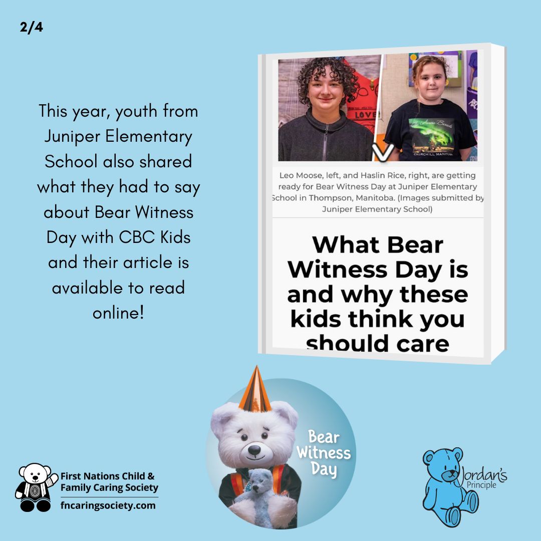 CaringSociety's tweet photo. On May 10, thousands of caring individuals across Canada participated in #BearWitnessDay! We wanted to thank you for your care, support, and dedication toward reconciliation and honouring Jordan River Anderson and his family for the gift of #JordansPrinciple. https://t.co/ZLF1bWmc39