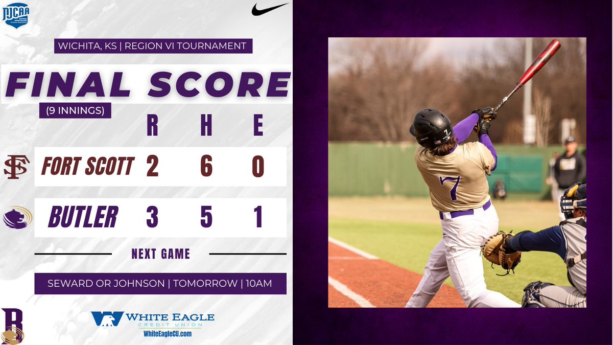 𝐎𝐏𝐄𝐍𝐈𝐍𝐆 𝐑𝐎𝐔𝐍𝐃 𝐃𝐔𝐁 ✅

<a href="/Buco_Baseball/">Butler Baseball</a> defeats Fort Scott in the opening round of the Region VI Championships!

The Grizzlies will play the winner of #7 Seward/#2 Johnson tomorrow at 4PM!

<a href="/KJCCCmedia/">KJCCC athletics</a> 

#RoarGrizz🐻