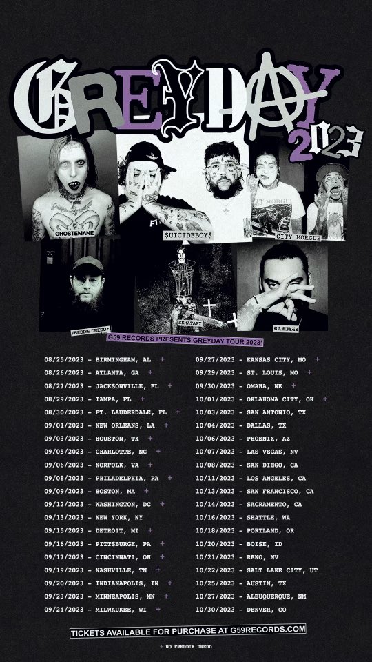 suicideLEOPARD's tweet photo. GREYDAY 2023

TICKETS ON SALE FRIDAY @ 10AM IN YOUR LOCAL TIME ZONE

https://t.co/HS52x9UyBf https://t.co/lhdkmarupq