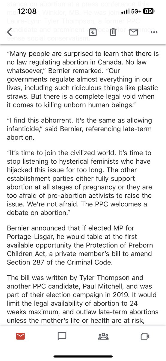 BrittReports's tweet photo. The Leader of the People’s Party of Canada and Portage-Lisgar by-election candidate, Maxime Bernier, announced his stance on abortion —- the attached is part of his release today https://t.co/i5ukTeEaFX