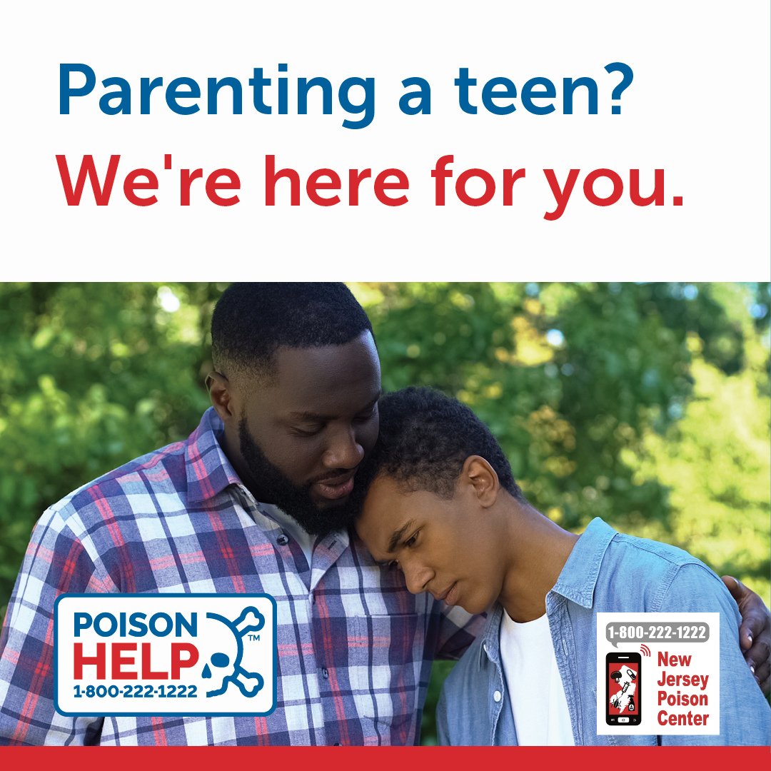 NJPoisonCenter's tweet photo. Parenting a teen? It takes a village to raise one. Add us to yours! We're not just here to help with emergencies. You can call with questions too.
Don't hesitate-make the call. Our doctors, nurses, & pharmacists are here for you & your child 24/7.
๐ฑ800-222-1222
#NJPoisonControl https://t.co/0XsVfOyqV2