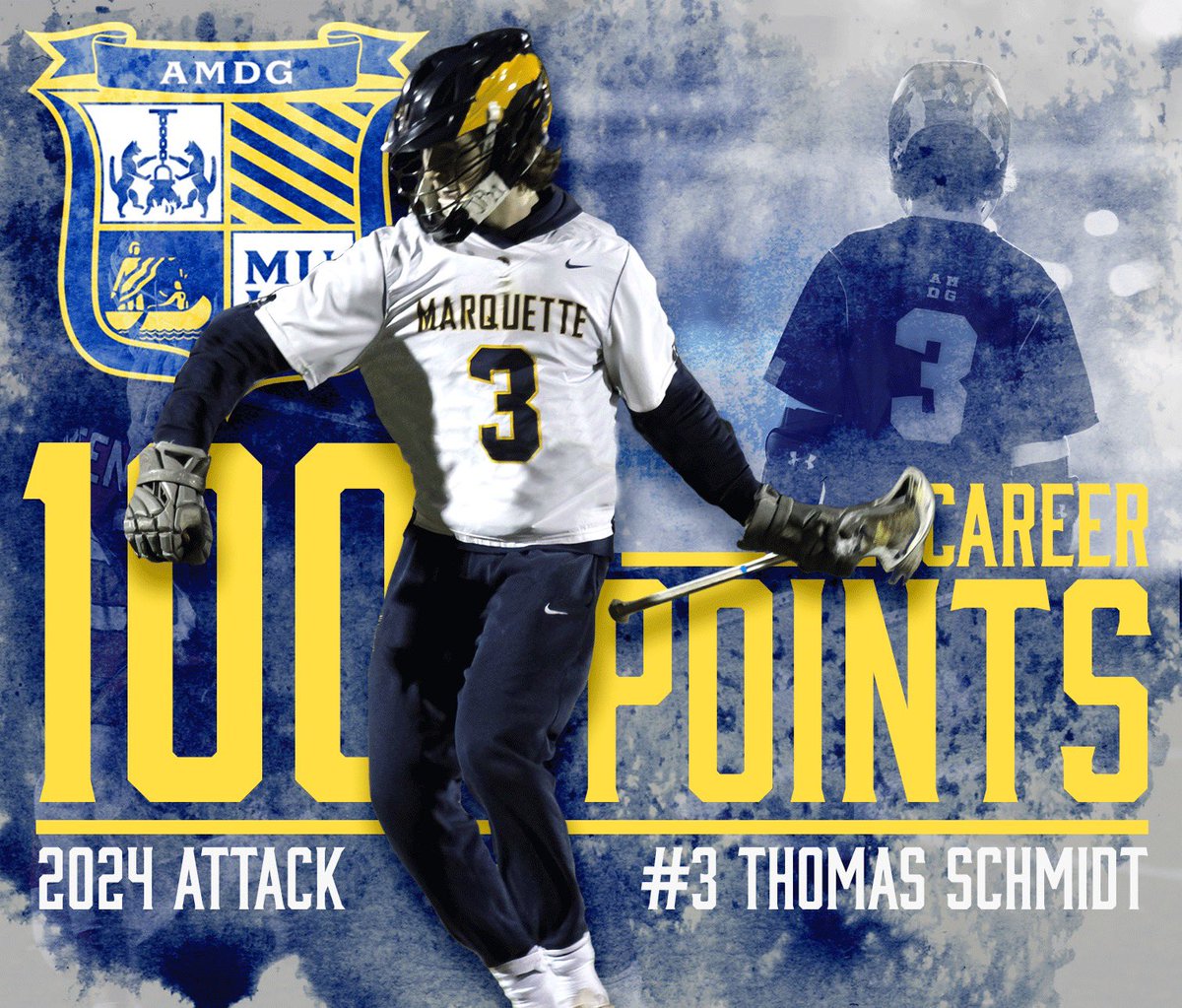 Yesterday, 2024 Attack Thomas Schmidt broke the 100 point mark for his career! Congrats Thomas!

#RollTop 

<a href="/marquettehigh/">Marquette High School</a>