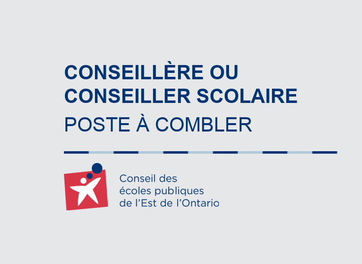 MonCepeo's tweet photo. Le CEPEO doit combler le poste vacant de conseiller/conseillère scolaire du Secteur 2 : Hastings, Prince Edward, Lenox et Addington, Frontenac, Leeds et Grenville.

Pour plus d'info ou pour soumettre votre candidature, rendez-vous sur notre site Web : https://t.co/3vvnW6Igb7 https://t.co/yiYQtLd9EW
