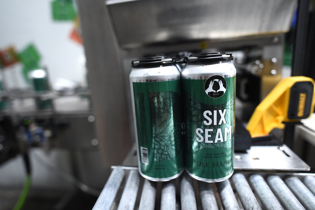 idlehandsbeer's tweet photo. Freshly canned and kegged. Six Seam is available in the Taproom starting at 3pm.

Or reserve online now at https://t.co/3p83Nugr2q and pick up in the taproom later. 

This is a limited batch. Once this is sold out, Six Seam will not be brewed again until August. https://t.co/3QsI8cSHtL