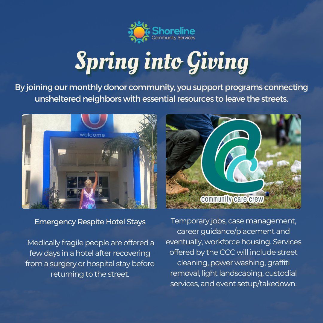 ShorelineSD's tweet photo. Join our Monthly Donor Community to support programs connecting unsheltered neighbors with resources. Make an impact, Spring Into Giving today! https://t.co/AFR8JeCxMr 💙💐 https://t.co/qNBhz9vvLZ