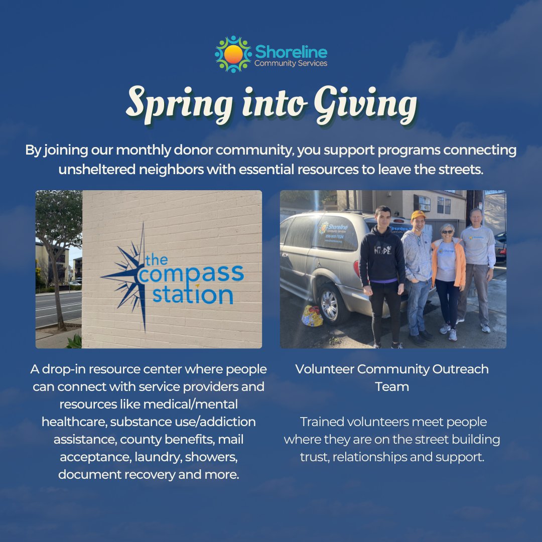 ShorelineSD's tweet photo. Join our Monthly Donor Community to support programs connecting unsheltered neighbors with resources. Make an impact, Spring Into Giving today! https://t.co/AFR8JeCxMr 💙💐 https://t.co/qNBhz9vvLZ