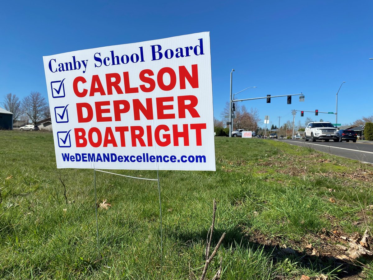 EvanWatsonNews's tweet photo. A slate of 3 conservative candidates for Canby School Board lost in last night's elections.

The Canby School District pulled 36 books from school libraries earlier this year.

Carlson ran on continuing to "remove inappropriate sexually explicit and obscene material." @KGWNews https://t.co/TeRyZZUQ7M