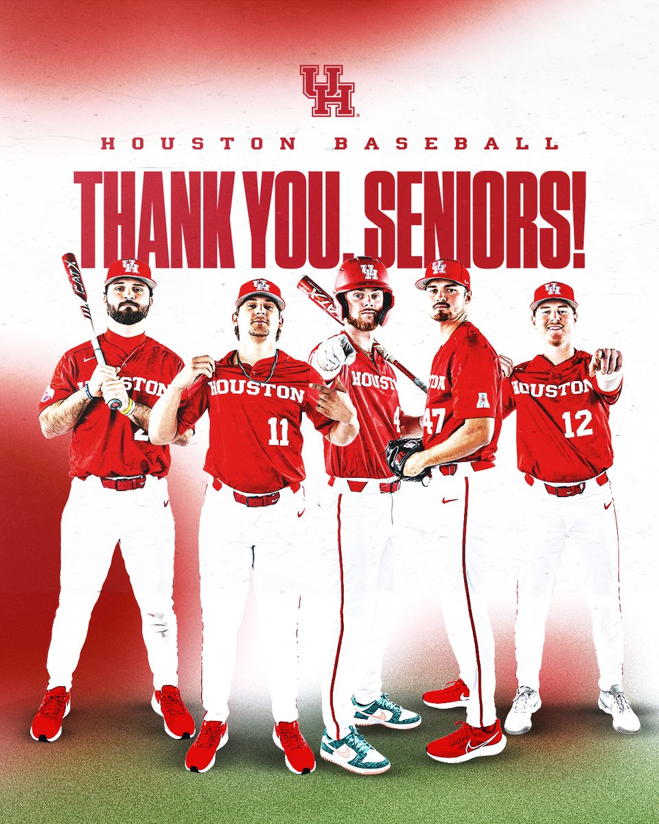One last ride for our seniors😈 

<a href="/UHCougarBB/">Houston Baseball</a> continues their quest to conquer the conference this week...come early, be loud, and 𝓦𝓔𝓐𝓡 𝓡𝓔𝓓🐾

🎟️: bit.ly/3OkjYW3

#GoCoogs