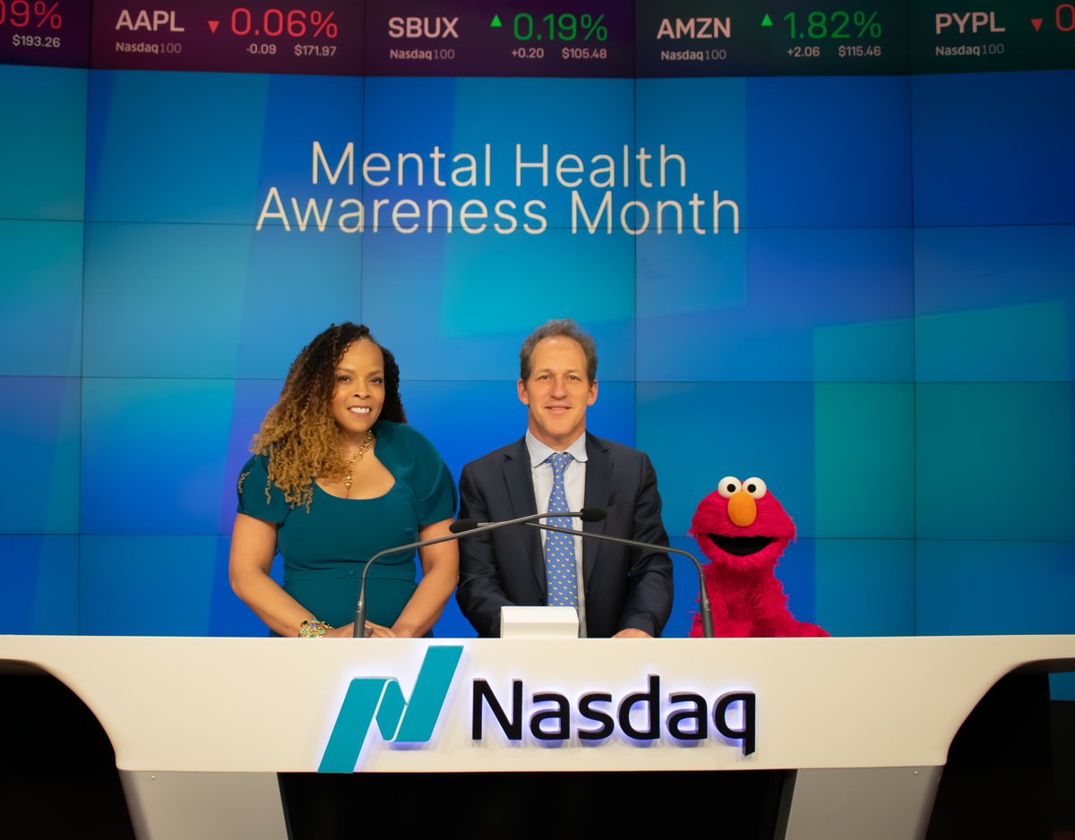 Sesame Workshop's CEO, Steve Youngwood, joined @nasdaq and Dr. Powell, Chief Social Impact &amp; Diversity Officer at <a href="/Headspace/">Headspace</a> to raise awareness about the importance of #EmotionalWellbeing for young children.