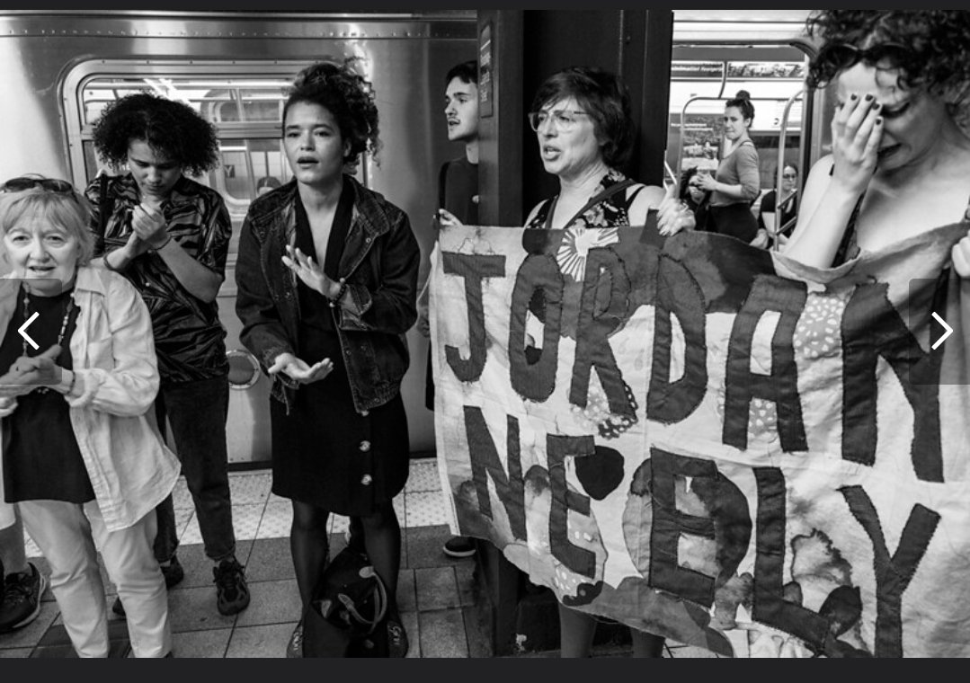 LOVE LOOKS BACK AT SORROW On the edge of the whirlpool of sounds swerving through the phrase Justice For Jordan is a woman waiting for the subway door to close suddenly feeling compassion. 📸 @jjquilty #voicetothevoiceless #justice #subway #JordanNeely #JusticeforJordan #nyc…