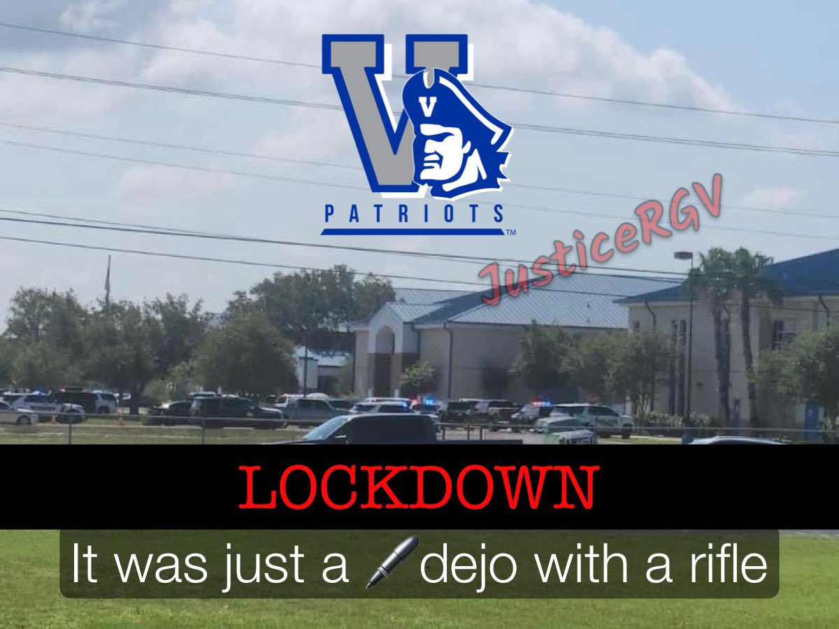 🚨 THERE WAS NO SHOOTER 🚨
Nomas un 🖊️dejo with a rifle 

A guy visited Mission Veterans Memorial High School… in the school parking lot, he realized he had a rifle in his backseat. 1/

#JusticeRGV #BreakingNews #FalseAlarm #lockdown