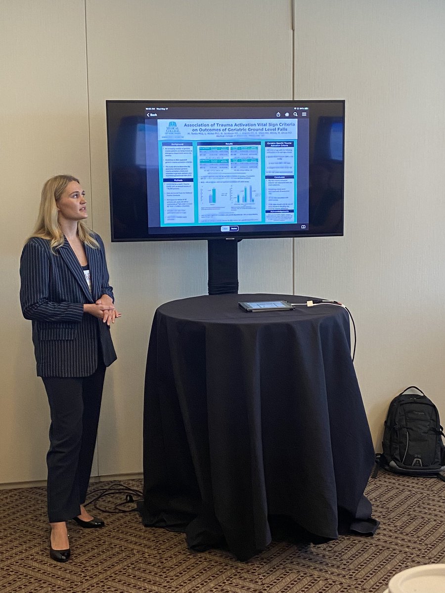 rabas_mackenzie's tweet photo. so proud of my friend &amp; fellow MCW M2 Morgan Tentis -  crushed her poster presentation on Geriatric Trauma and Trauma Activation measures in the ED at #SAEM23 👏🏼@SAEMonline @MCWEmerMed @MedicalCollege @SAEM_RAMS https://t.co/CPnRbdd53x