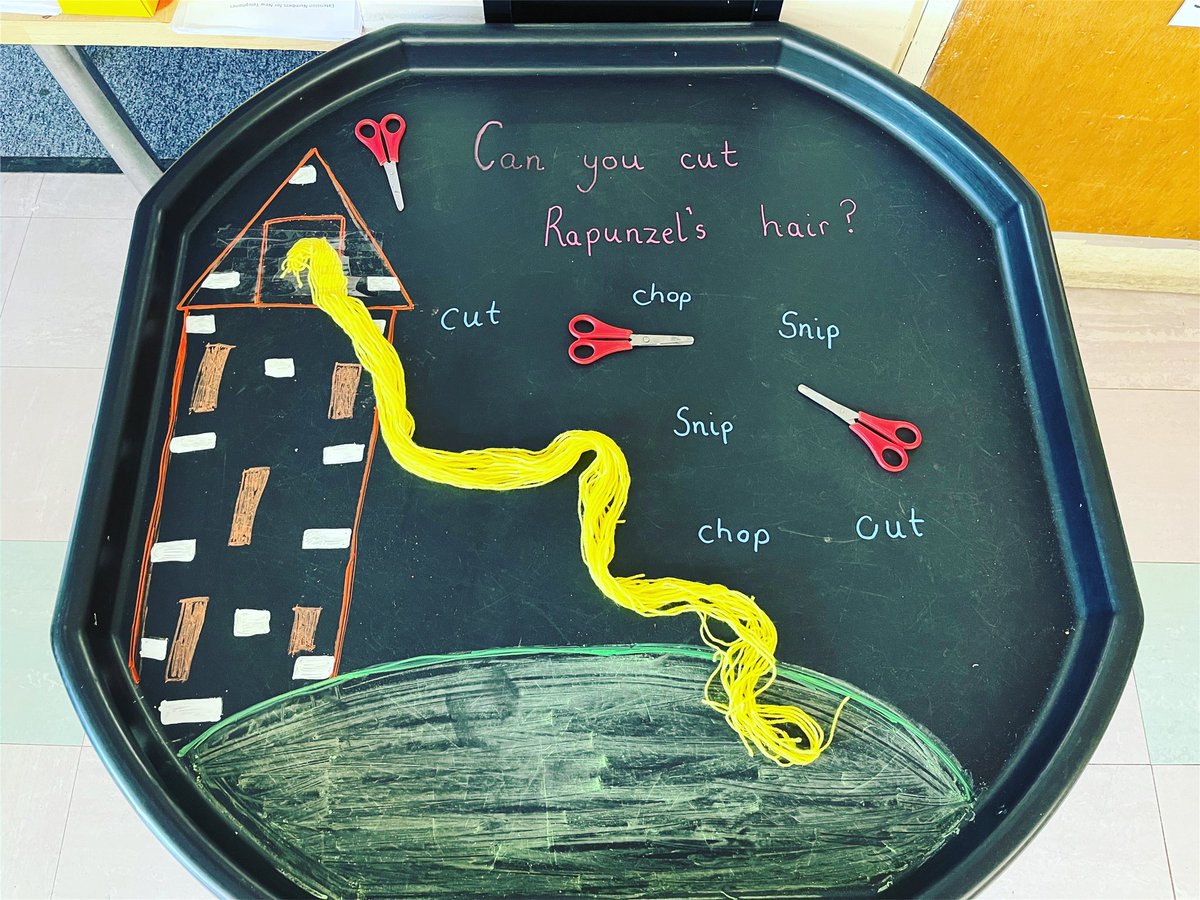 MrsHanratty08's tweet photo. Can you guess our text this week??? Really proud we’ve made it to Wednesday without any real haircuts 💇♀️ 🤣 #eyfs #tuffspot #tufftray https://t.co/zxqaGhzsMl