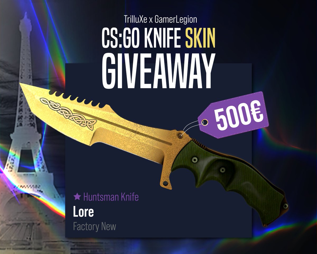 To celebrate @GamerLegion qualifying for the Champions Stage of #BLASTParisMajor2023, we will be giving away a Huntsman Knife | Lore (FN) worth 500€! 🔥 With each win, a new skin will be added worth 500€ more than the previous one! Enter here: gheed.com/giveaways/g-De… #Ad