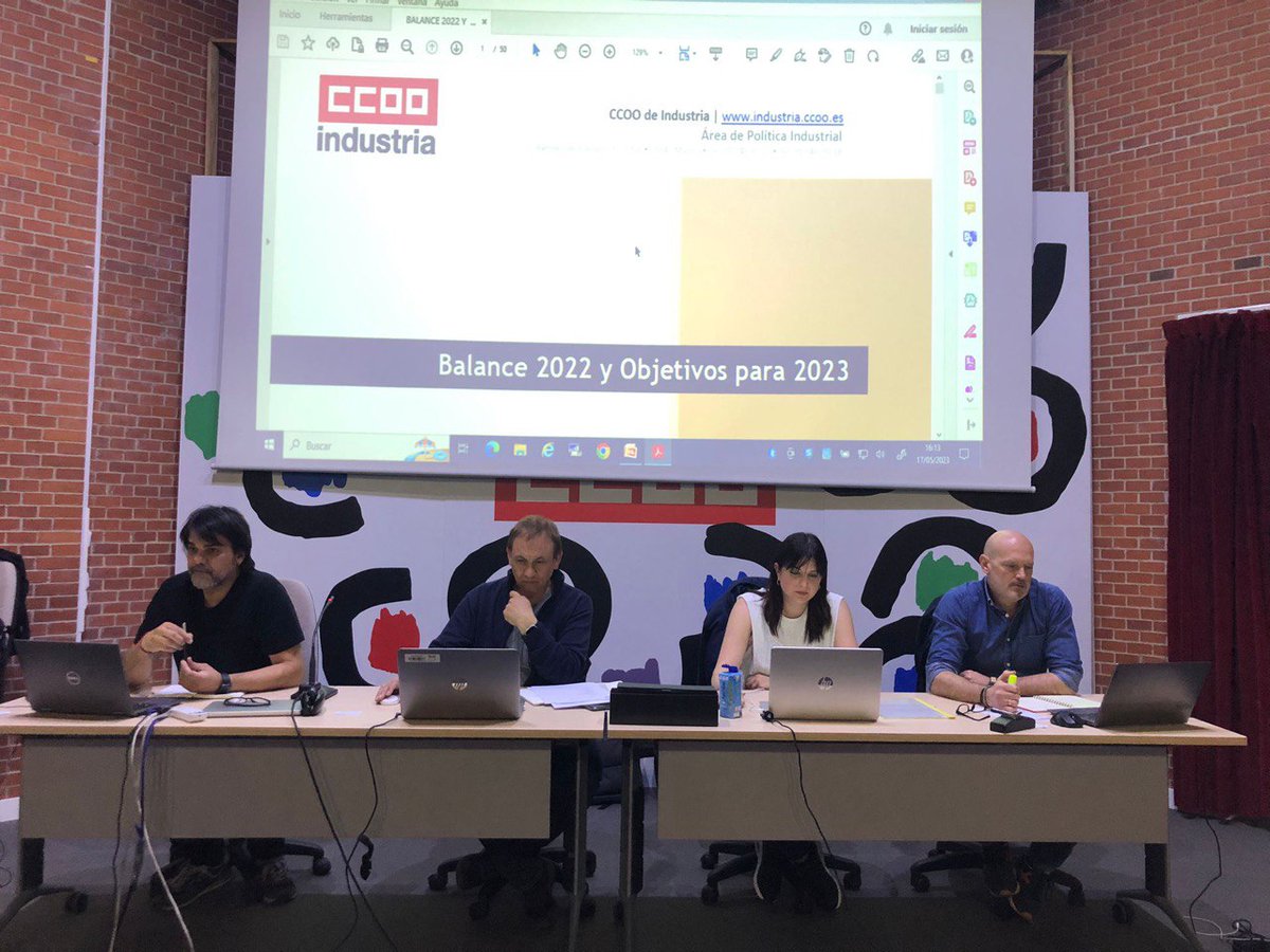 👉 La jornada ha comenzado con la intervención de @gerardo_cortijo, Responsable del área de Política Industrial de CCOO de Industria, haciendo un balance del trabajo realizado en el año 2022, y una previsión del trabajo a realizar.