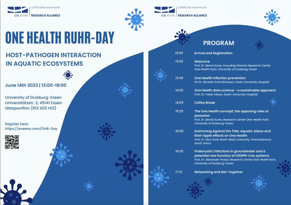 If you live in the Ruhr Area in Germany, check out our One Health Ruhr event! @unidue_zmb @TU_Dortmund @unidue @zwu_ude @ruhrunibochum