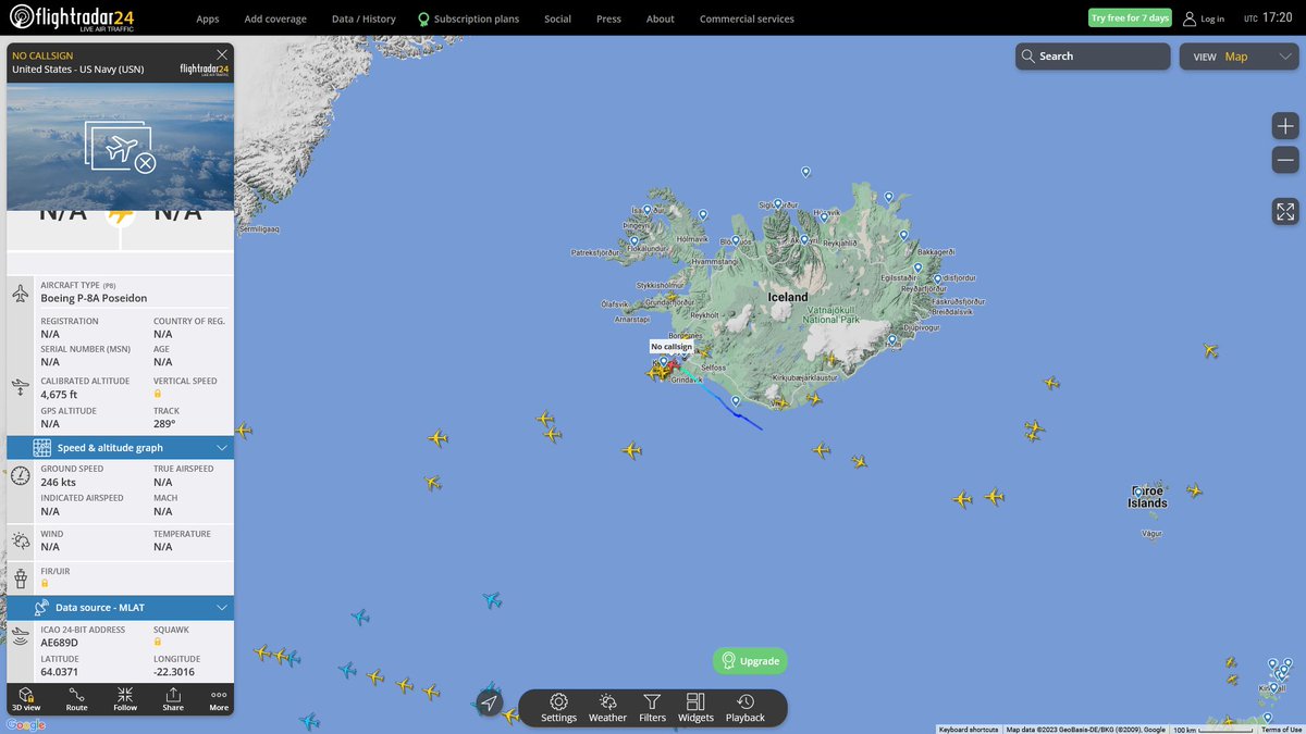 AIYeyENGDdJkjTr's tweet photo. May 18, 2023
#Keflavik #North Channel

#NoCALLSIGN #AE689D USN P-8A Poseidon https://t.co/26JlVPtXoR