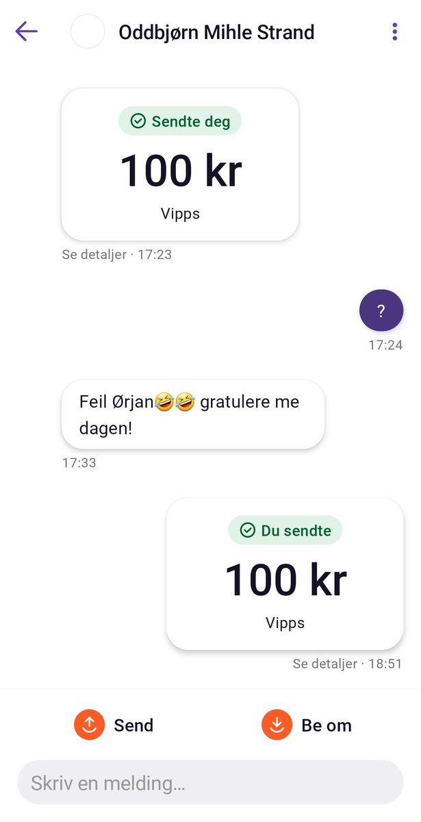 Ørjan Grødem (@orjgro) on Twitter photo Gratulerer med dagen til <a href="/mihlestrand/">Oddbjørn M. Strand</a> og MIL.
Tror faen meg Ørjan Bjørlo er klar for Midtbygdens, for jeg fikk sign-on fee på vipps Gratulerer med dagen til <a href="/mihlestrand/">Oddbjørn M. Strand</a> og MIL.
Tror faen meg Ørjan Bjørlo er klar for Midtbygdens, for jeg fikk sign-on fee på vipps