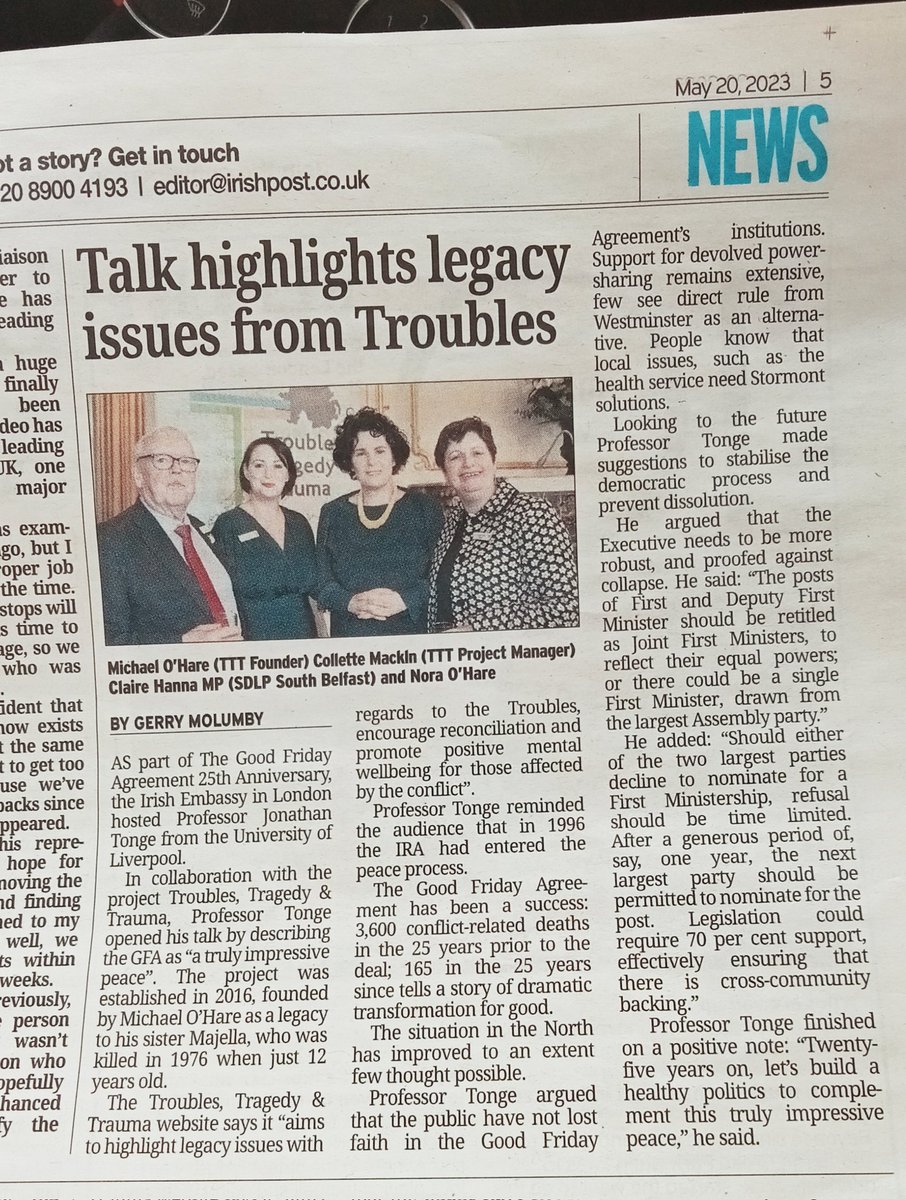 @JonTonge reflected on the full potential of the #GoodFridayAgreement @IrelandEmbGB recently.Organised by @tttniuk @MichaelOHare02 Guests included @ClaireHanna and @cllrkennelly @Oconnellpaddy1 and more supports of TTT Below is my review @theirishpost Photos - GerryMolumby Flickr