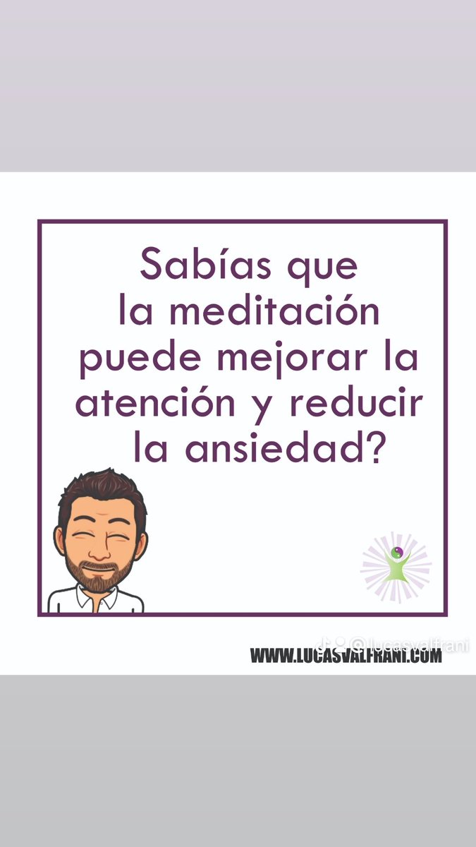 LucasValFrani's tweet photo. Encuentra #meditaciones gratis en mi web 😃👉 https://t.co/VNuyu80fZn

#LucasValFrani #EspiritualidadModerna #ansiedad #estres #bienestar #mindfulness https://t.co/1UI3CvbYK8