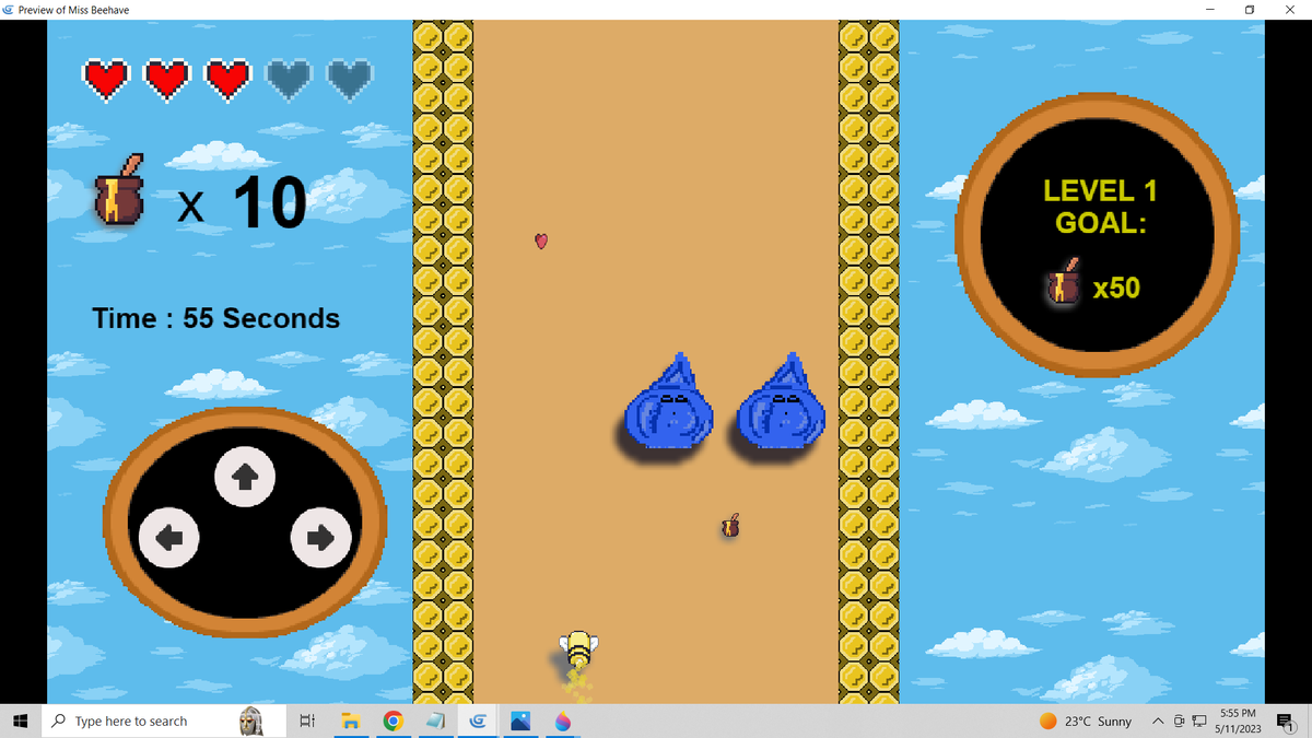 LouciferCreate's tweet photo. NOW LIVE!!
MISS BEEHAVE is FREE & live on: https://t.co/C0BlcfQDni
& on AMAZON APPS with your Amazon device.
Come check it out :) I would appreciate any feedback on my short, yet super fun game.
#MissBeehave #LouciferCreations #gdevelop #indiegames #IndieDevs #indiedeveloper https://t.co/ayaTXQNarP