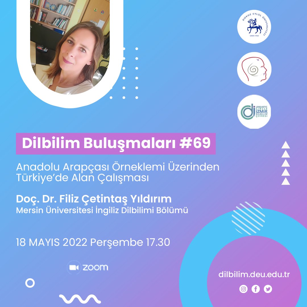 dilbilimcevresi's tweet photo. Tüm Dilbilim severlere merhaba ☺️! 
69.'sunu gerçekleştireceğimiz “Dilbilim Buluşmaları” adlı etkinliğimizde bize, Mersin Üniversitesinden Filiz Çetintaş Yıldırım eşlik edecektir.
👉🏻Oturum Bilgileri
Toplantı Kimliği: 918 8569 5254
Parola: 108978 https://t.co/wgewB65YxT