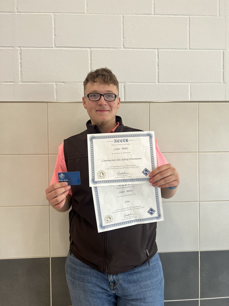 Shoutout to Caden Miller for becoming NCCER Certified!!!!! We are doing GREAT things <a href="/CHS_CISD/">Cleveland High School</a> <a href="/ClevelandISDCTE/">Cleveland ISD CTE</a> So very proud of this young man!