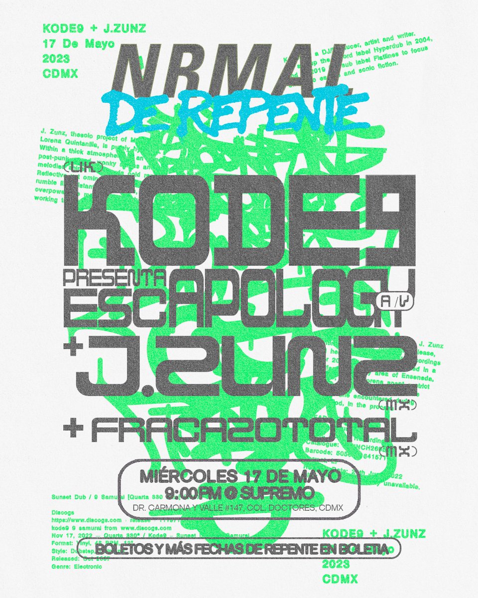 Ibero909FM's tweet photo. ¡No te olvidamos, @Nrmal!
Hoy nos lanzamos a su evento especial "NRMAL DE REPENTE". Será una noche de mucha música con J.Zunz, @kodenine y FRACAZOTOTAL.
¿A quién vemos por allá? 👽 #Nrmal https://t.co/gW4xJeyliw