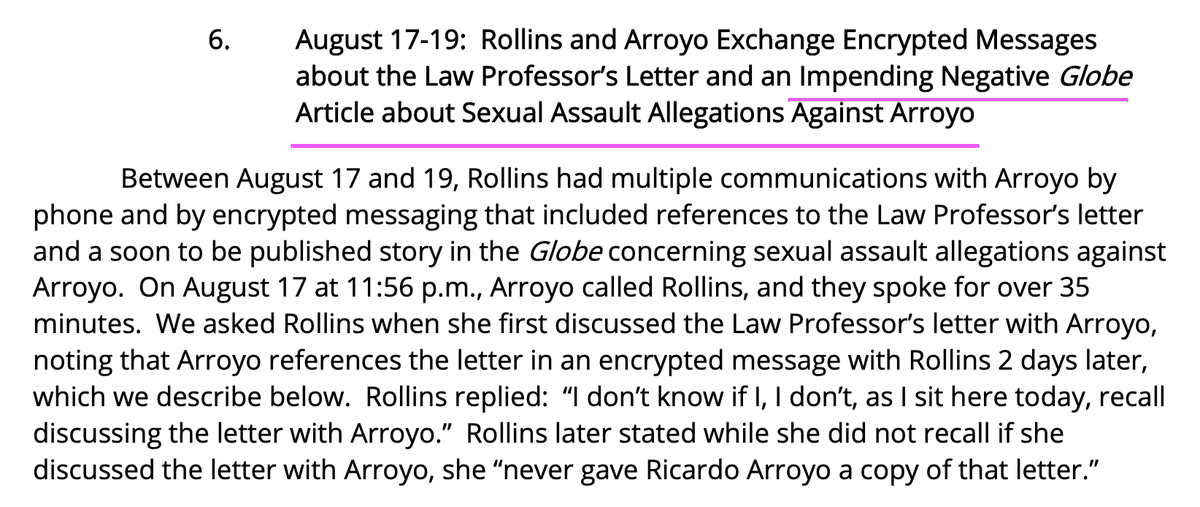 DoctorTurtleboy's tweet photo. .@RicardoNArroyo said he first learned about the sexual assault allegations against him after reading about them in the Globe. The IG's report investigating @Darollins showed that Rollins and Arroyo messaged for weeks about how to handle it when it came out. https://t.co/Jc6u12X0TH