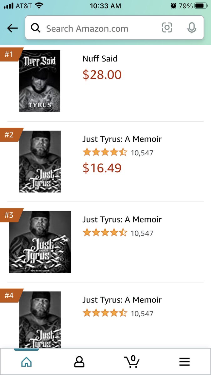 PlanetTyrus's tweet photo. Hey yo! @EBischoff #justtyrus finally after a year got knocked off the #1 bestseller in wresting books … by this guy…. Thank you for always supporting and your great advice and what you’ve done for our sport! #nuffsaid https://t.co/XgAu9gHg5f