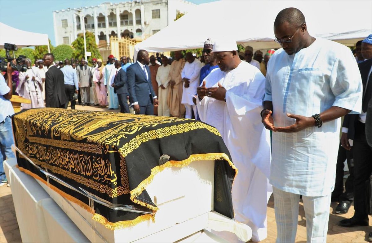 Kerrfatou's tweet photo. Pictures from the funeral service of Hon Omar Amadou Jallow earlier today at the pipeline mosque. https://t.co/cx1saryUxJ