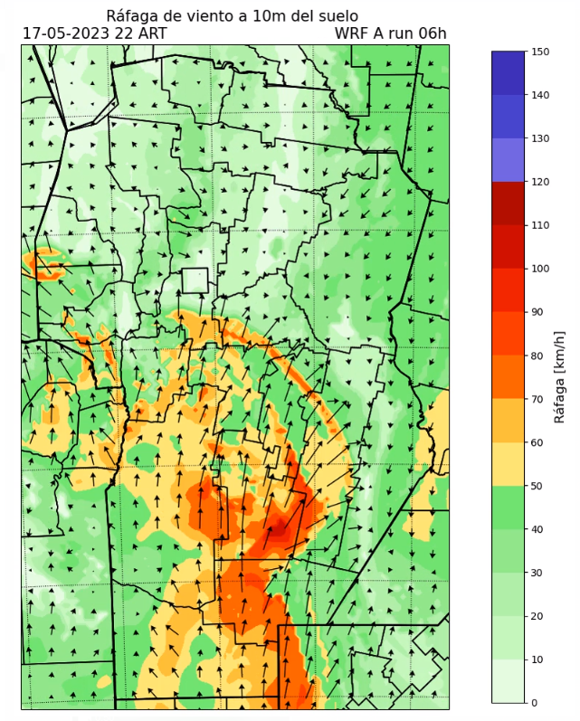 GrupoRadarCBA's tweet image. 💨⛈️ #Miercoles | Potencial para #tiemposevero esta noche al Sur de #Cordoba (Río IV y Juárez Celman) con el pasaje de un frente frío que daría #tormentas importantes, de rápido desplazamiento, con ráfagas asociadas de +80 km/h!