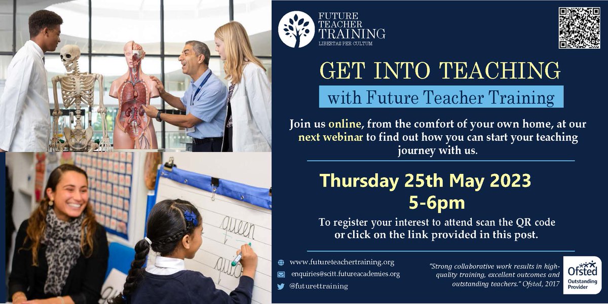 'Libertas per cultum' (freedom through education) is our motto!  We are looking for graduates (recent or career-changers), who share our values and moral purpose, to train to teach with us. Find out more at our webinar on Thursday 25th May, 5-6pm, sign up: ow.ly/QuTF50Oqnom