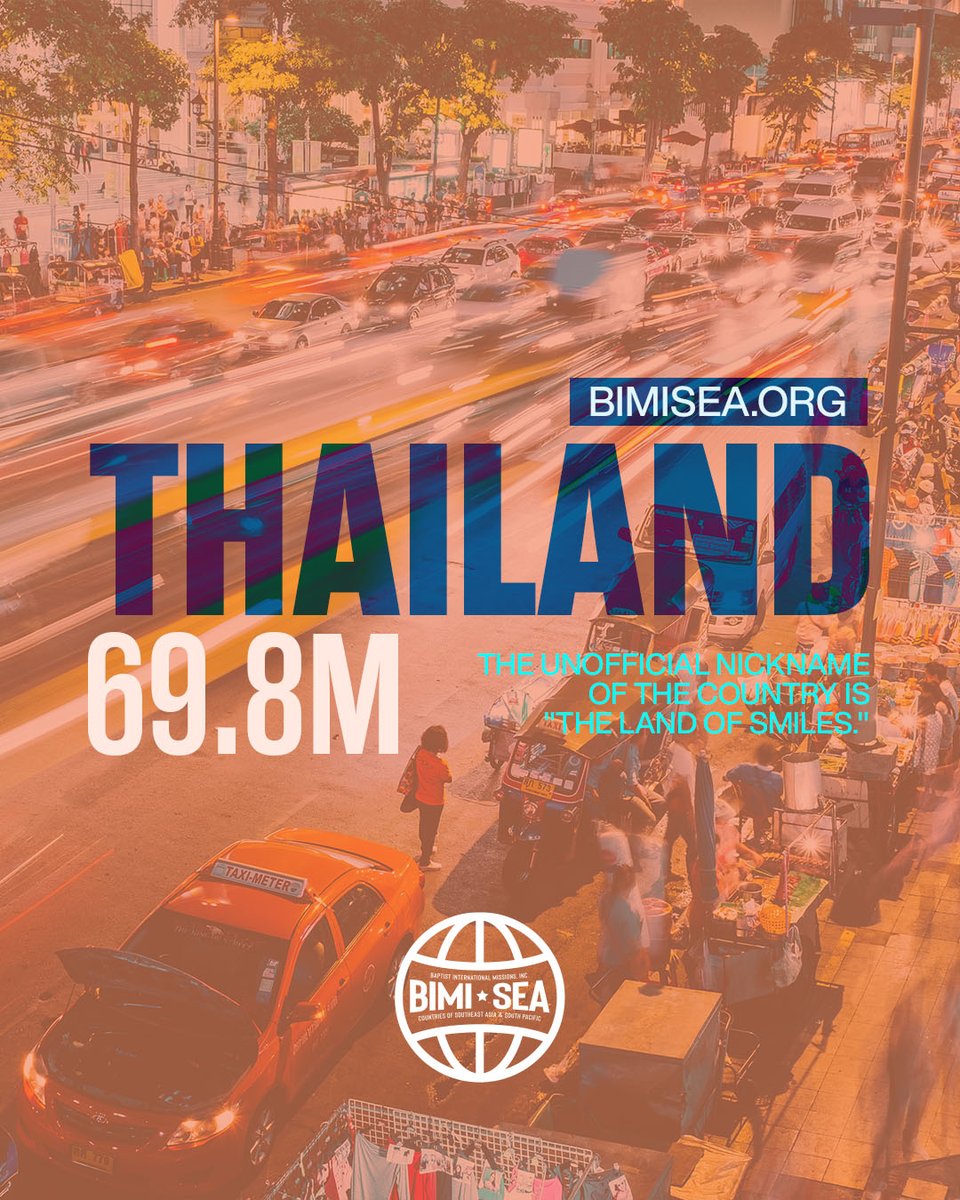 An amazing country, known as the Land of Smiles, Thailand is a great opportunity to do the work of the Great Commission.
Less than 1% of people identify with Christianity.
Help make Christ known amongst the Thai people.
#bepartofthesolution
bimisea.org