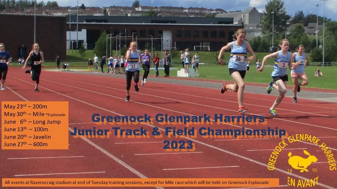 @GGHarriers Track & Field dates. All members, parents, supporters welcome.
En Avant
@AndyMcCall87 @alikat50 @Chrismooney80 @greenocktele @ActiveSchoolsIC @InverclydeL @SALDevelopment @LindsayMcMaho15