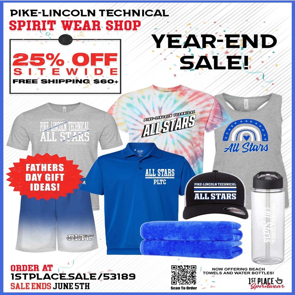 Take advantage of the PLTC Year-End Spirit Wear Sale! Gear up for the summer with shorts, tanks, water bottles and beach towels! Everything is 25% off! Shop Now: 1stplacespiritwear.com/collection/531…