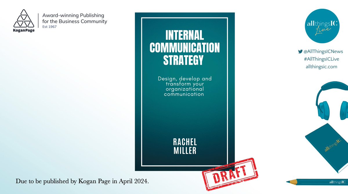 AllThingsIC's tweet photo. The news is out! I exclusively revealed some news with #AllThingsICLive attendees today. @KoganPage has invited me to write a book on Internal Communication Strategy. It features my MILLER framework &amp; is due out in April 2024. Cover is being designed, I’m manifesting teal 💚 https://t.co/kL77SL59mw