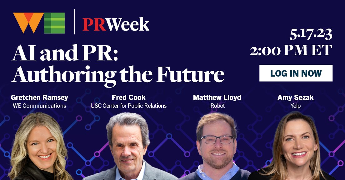 Login now!
Join the conversation on the potential, possibilities, and pitfalls of AI in PR. <a href="/WEcomms/">We. Communications</a>, @USCCenter4PR, <a href="/iRobot/">iRobot</a>, and <a href="/Yelp/">Yelp</a> will present a webcast featuring survey findings and expert speakers. Embrace the future with confidence! fal.cn/3ykBg #AIinPR