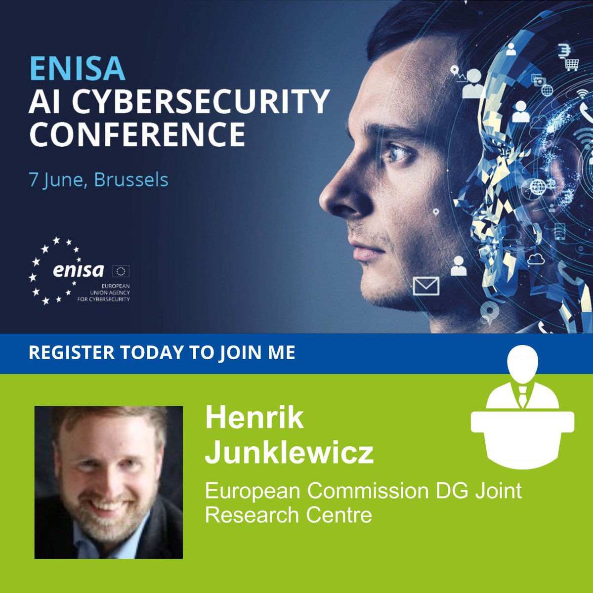 📣 Join us in #Brussels at the European Union Agency for Cybersecurity (@enisa_eu) Artificial Intelligence #AI #Cybersecurity Conference on June 7🇪🇺 In person seats sold out, but you can register online 👉 enisa.europa.eu/events/ai-cybe… #TrustworthyAI #SecureAI #FuturesThinkingApplied