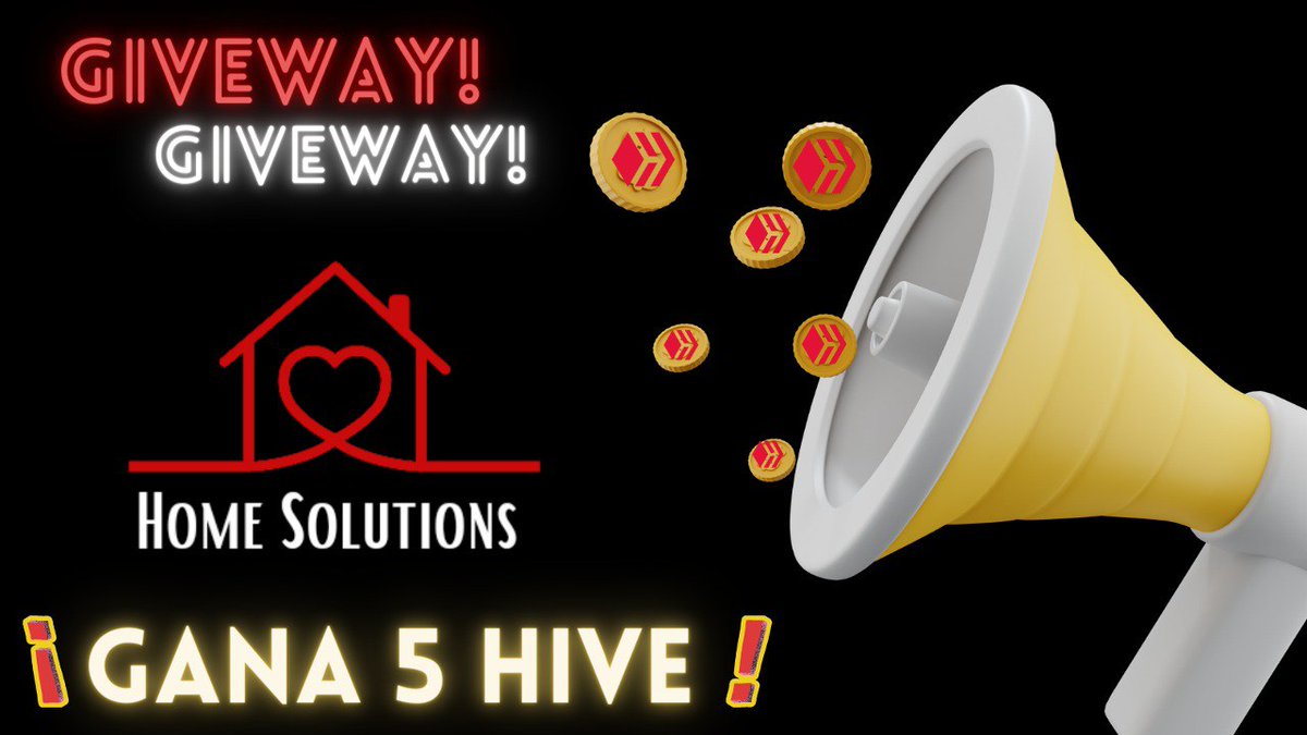 ¡Primer Giveway de Home Solutions por nuestro lanzamiento!

Gana 5 Hive.

Solo tienes que:

• Seguir la cuenta en Twitter: <a href="/Home_solutionsH/">Home Solutions</a>

• Suscribirte a la comunidad peakd.com/c/hive-108539/… 

• Dejarnos un comentario en el segundo post.

• 24 Horas para participar