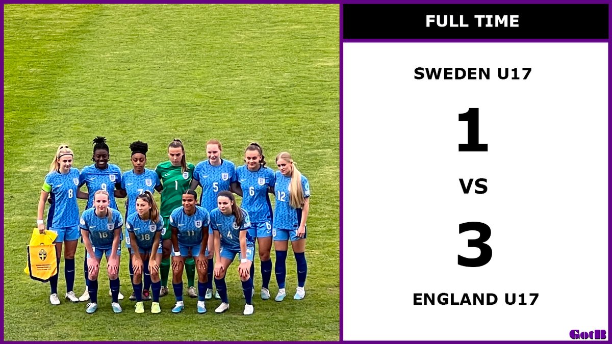 FT | Sweden 1-3 England

⚽️ x2 Agyemang
⚽️ Reid OG 
⚽️ Baker

England are through to the #WU17Euro semis.

A much improved 2nd half sees them through with 2 fine goals from Agyemang + Baker.

They play France on Saturday to see who tops the group.

#SWEENG | #WU17Euro | #GOTBLive